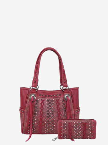 American Bling Floral Embossed Tote and Wallet Set - Montana West World