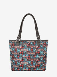 Montana West Aztec Squash Blossom Print Canvas Tote Bag - Montana West World