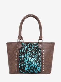 Trinity Ranch Hair-On Leather Collection Concealed Carry Wide Tote - Montana West World