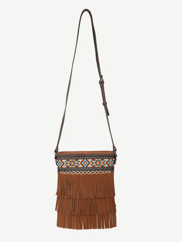 Montana West Embroidered Aztec Fringe Concealed Carry Crossbody - Montana West World