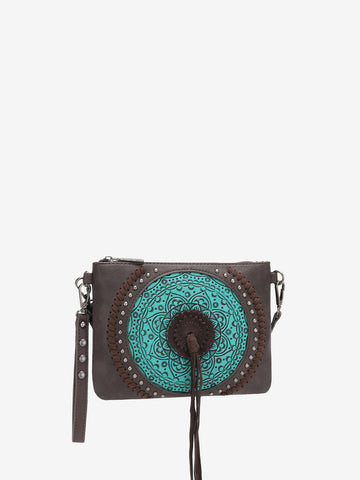 Wrangler Tooled Leather Tassel Crossbody Clutch - Montana West World