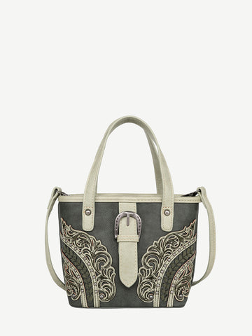 Montana West Cut-Out Floral Buckle Crossbody Mini Tote - Montana West World