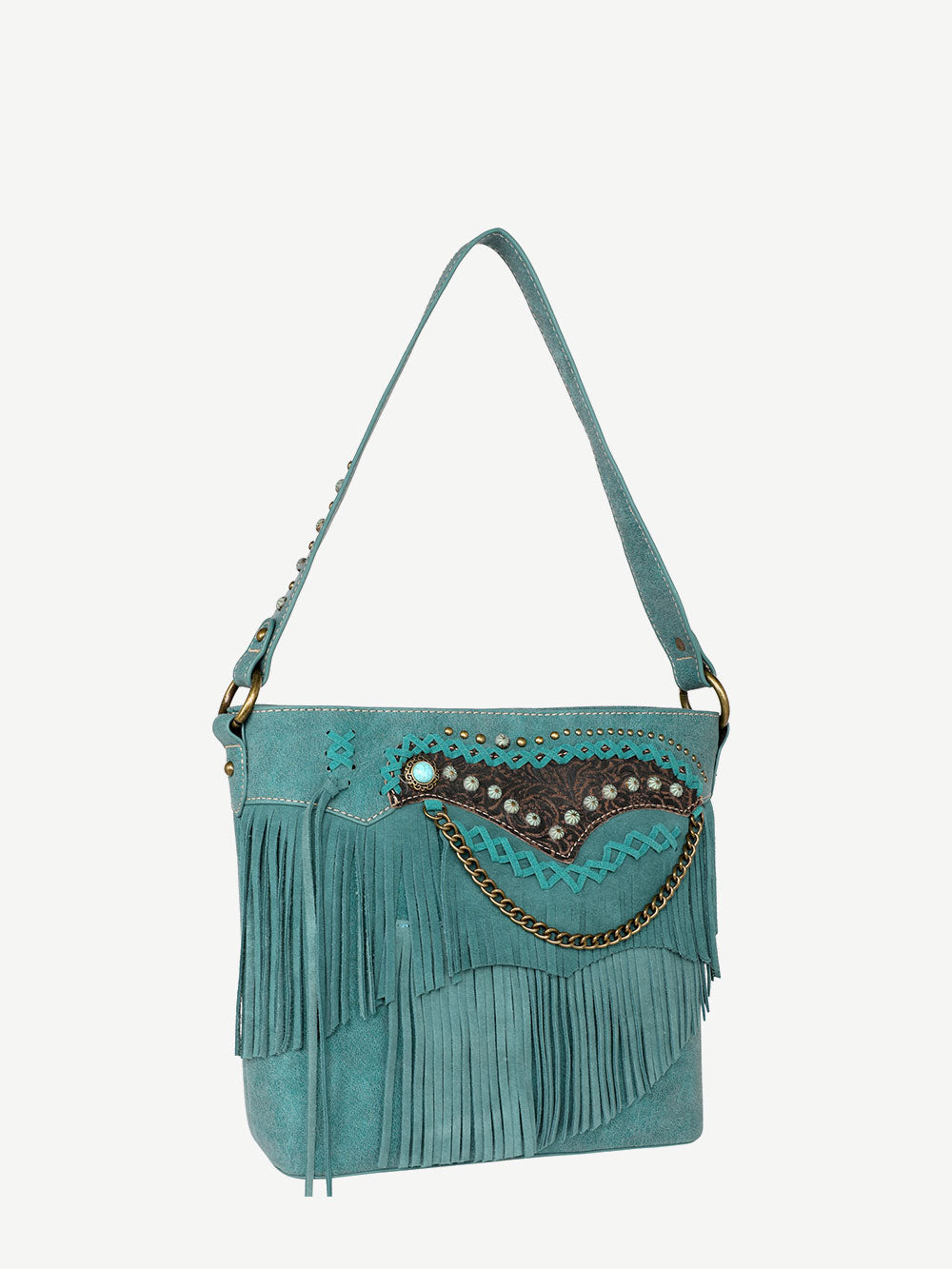 Montana West Leather Fringe Embossed Floral Concealed Carry Hobo - Montana West World