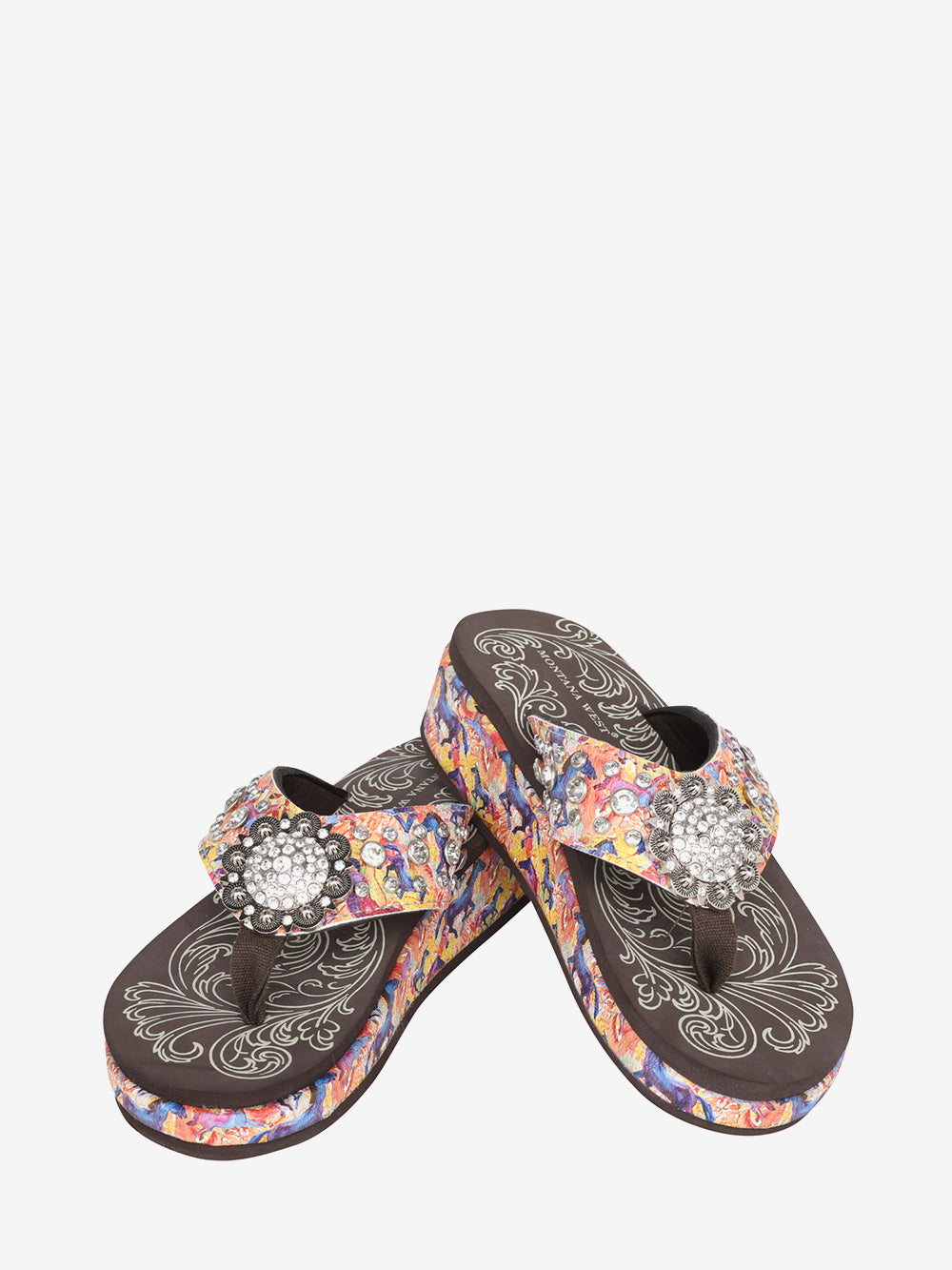 Montana West Multicolor Horse Print Flip Flops - Montana West World