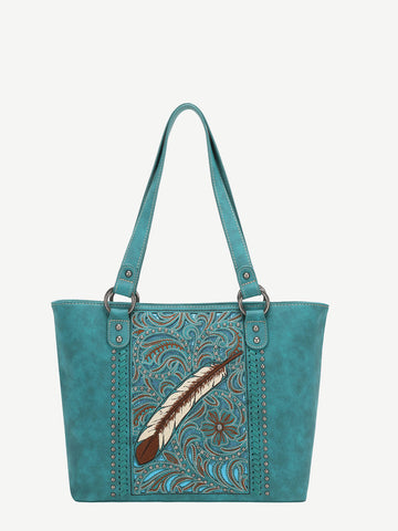 Montana West Embroidered Feather Concealed Carry Tote - Montana West World