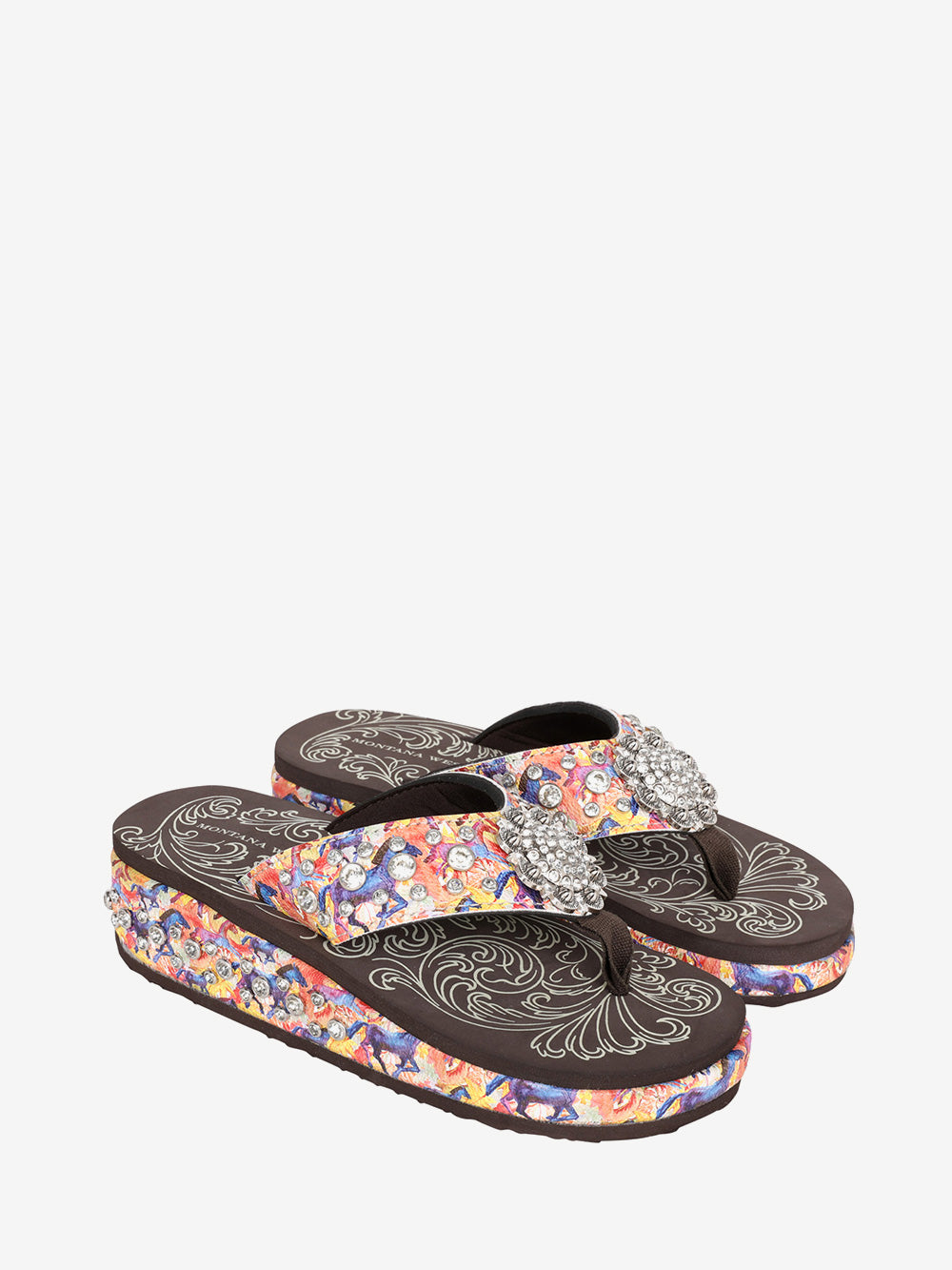 Montana West Multicolor Horse Print Flip Flops - Montana West World