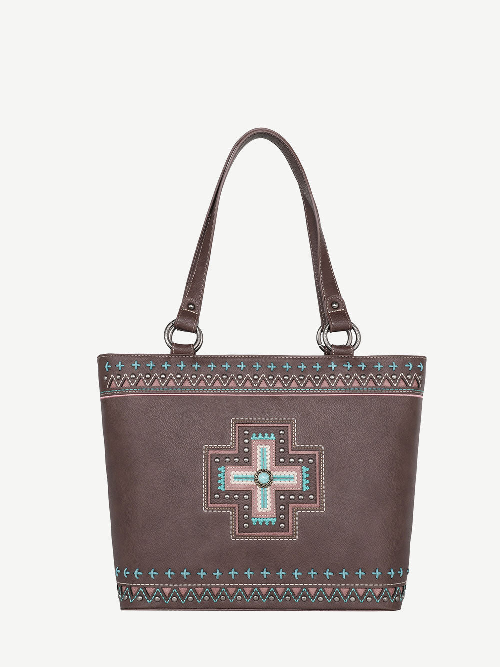 Montana West Embroidered Cross Concho Concealed Carry Tote - Montana West World
