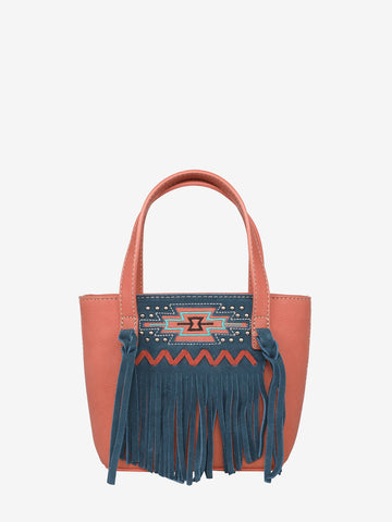 Montana West Aztec Embroidery Tassel Crossbody Mini Tote - Montana West World