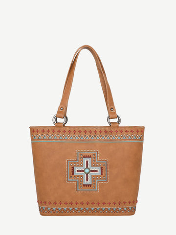 Montana West Embroidered Cross Concho Concealed Carry Tote - Montana West World