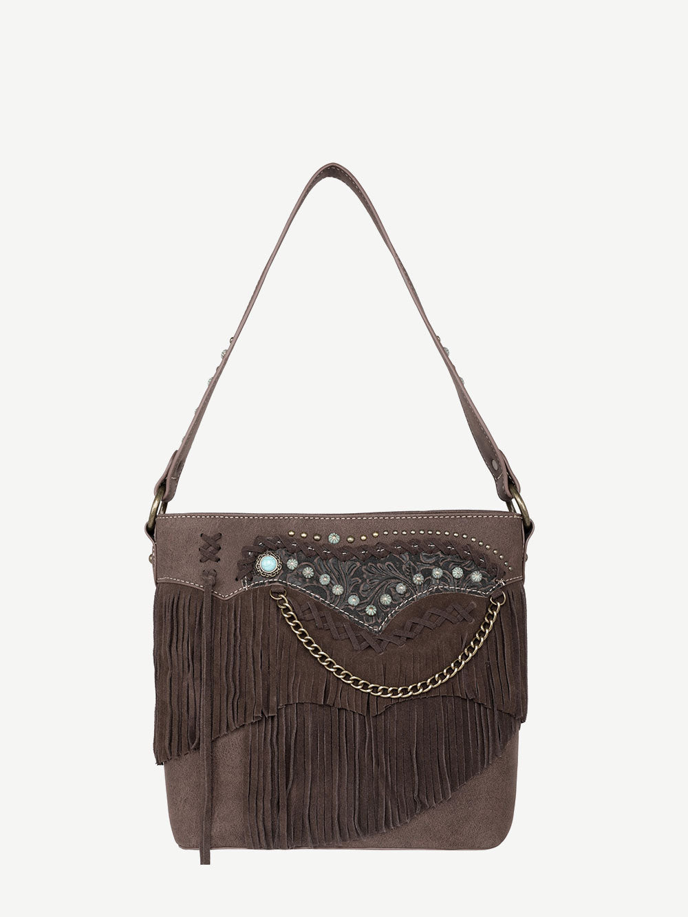 Montana West Leather Fringe Embossed Floral Concealed Carry Hobo - Montana West World