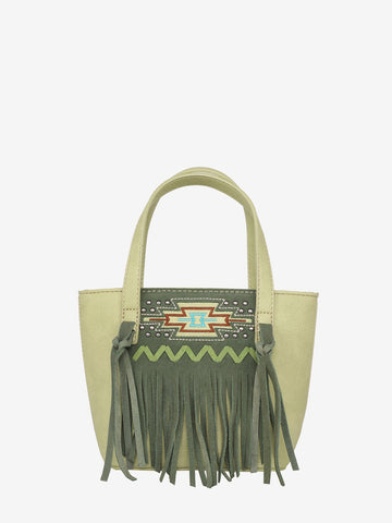 Montana West Aztec Embroidery Tassel Crossbody Mini Tote - Montana West World