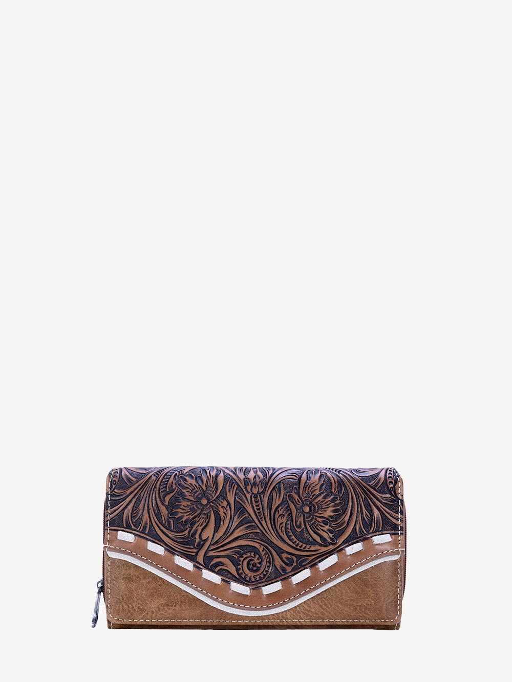 Trinity Ranch Floral Tooled Western Wallet - Montana West World