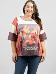 American Bling Women Live The Good Life In Badlands Graphic Short Sleeve Tee - Montana West World