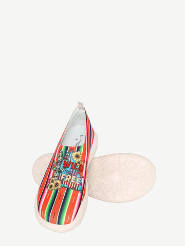 Montana West Serape Floral Print Slip On Sneaker - Montana West World