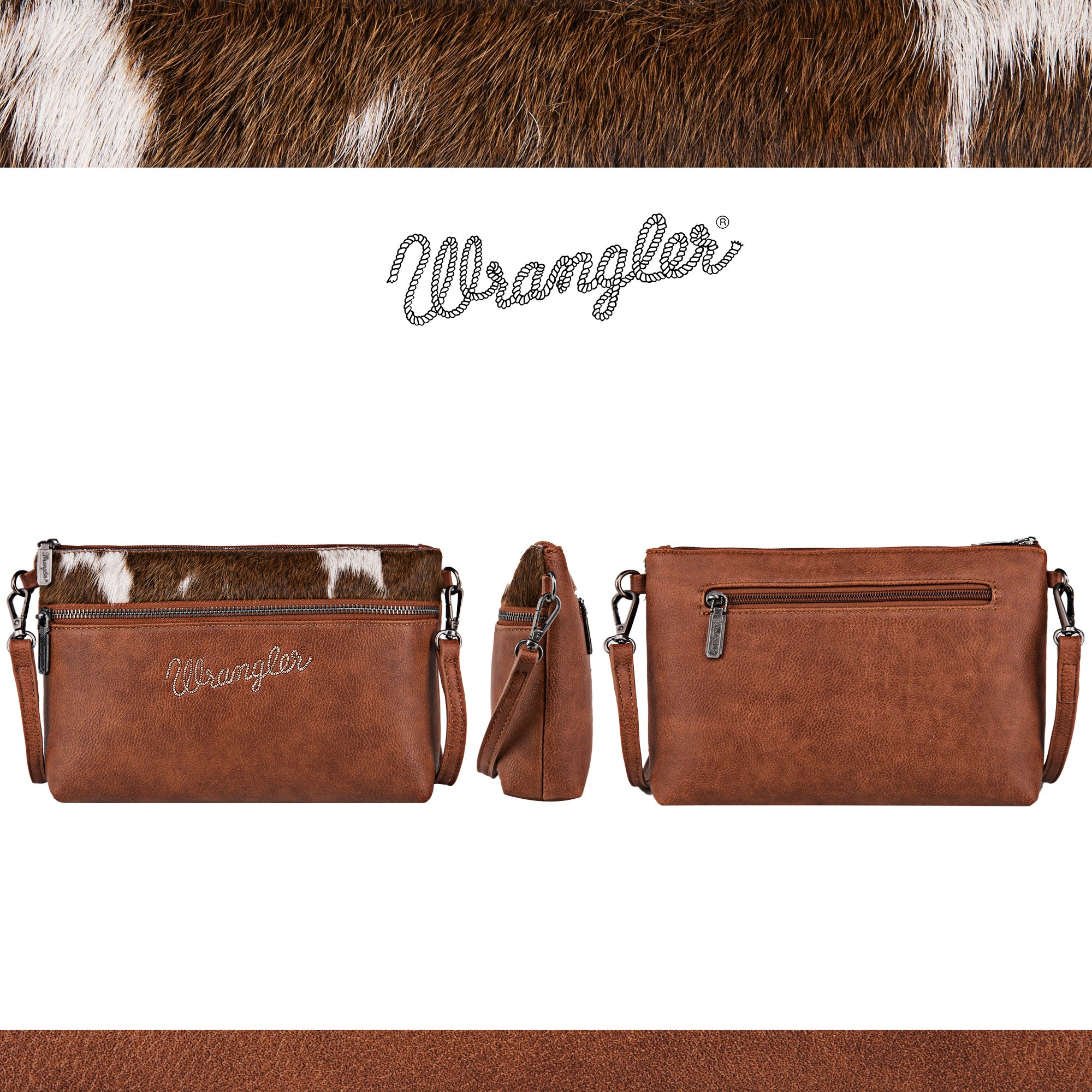 Wrangler Hair-On Cowhide Crossbody Clutch - Montana West World