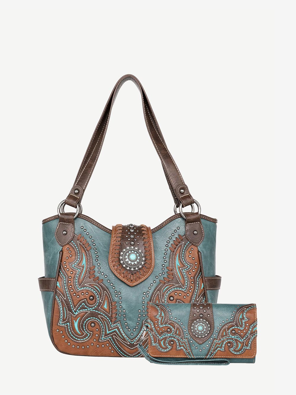 Montana West Laser Cut-out Buckle Concealed Carry Tote Set - Montana West World