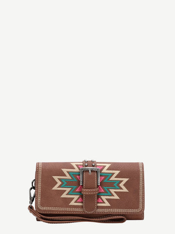 Montana West Embroidered Aztec Buckle Wallet - Montana West World