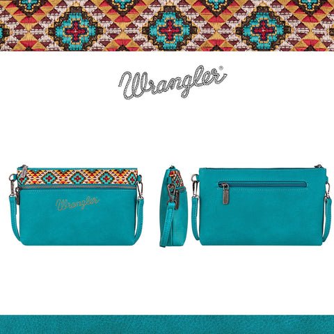 Wrangler Aztec Embroidered Crossbody Clutch - Montana West World