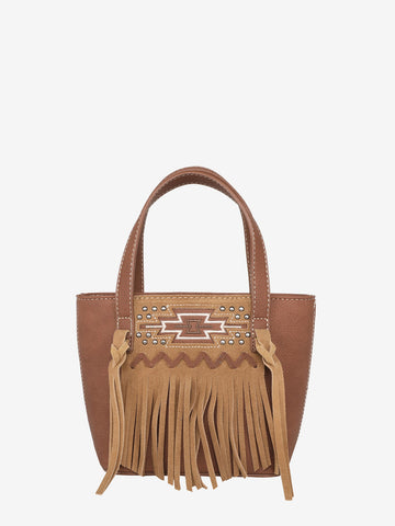 Montana West Aztec Embroidery Tassel Crossbody Mini Tote - Montana West World