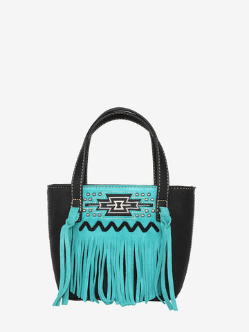 Montana West Aztec Embroidery Tassel Crossbody Mini Tote - Montana West World