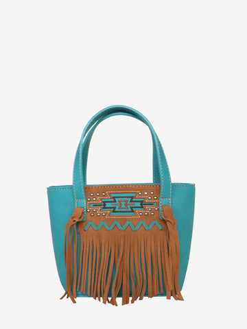 Montana West Aztec Embroidery Tassel Crossbody Mini Tote - Montana West World