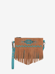 Montana West Aztec Embroidery Tassel Crossbody Wristlet - Montana West World
