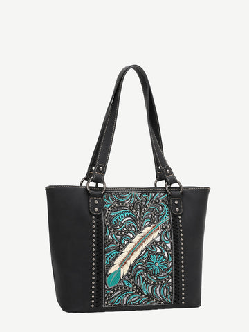 Montana West Embroidered Feather Concealed Carry Tote - Montana West World