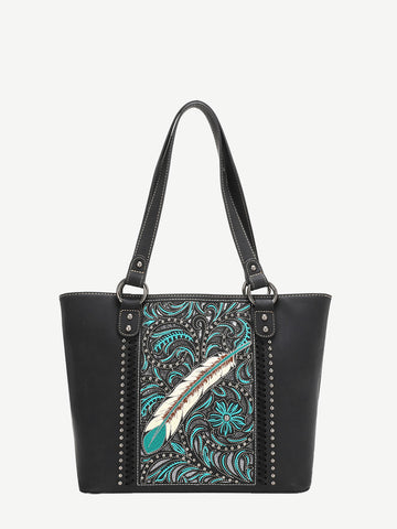 Montana West Embroidered Feather Concealed Carry Tote - Montana West World