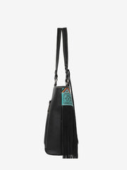 Montana West Vintage Floral Embroidered Aztec Fringe Tote - Montana West World