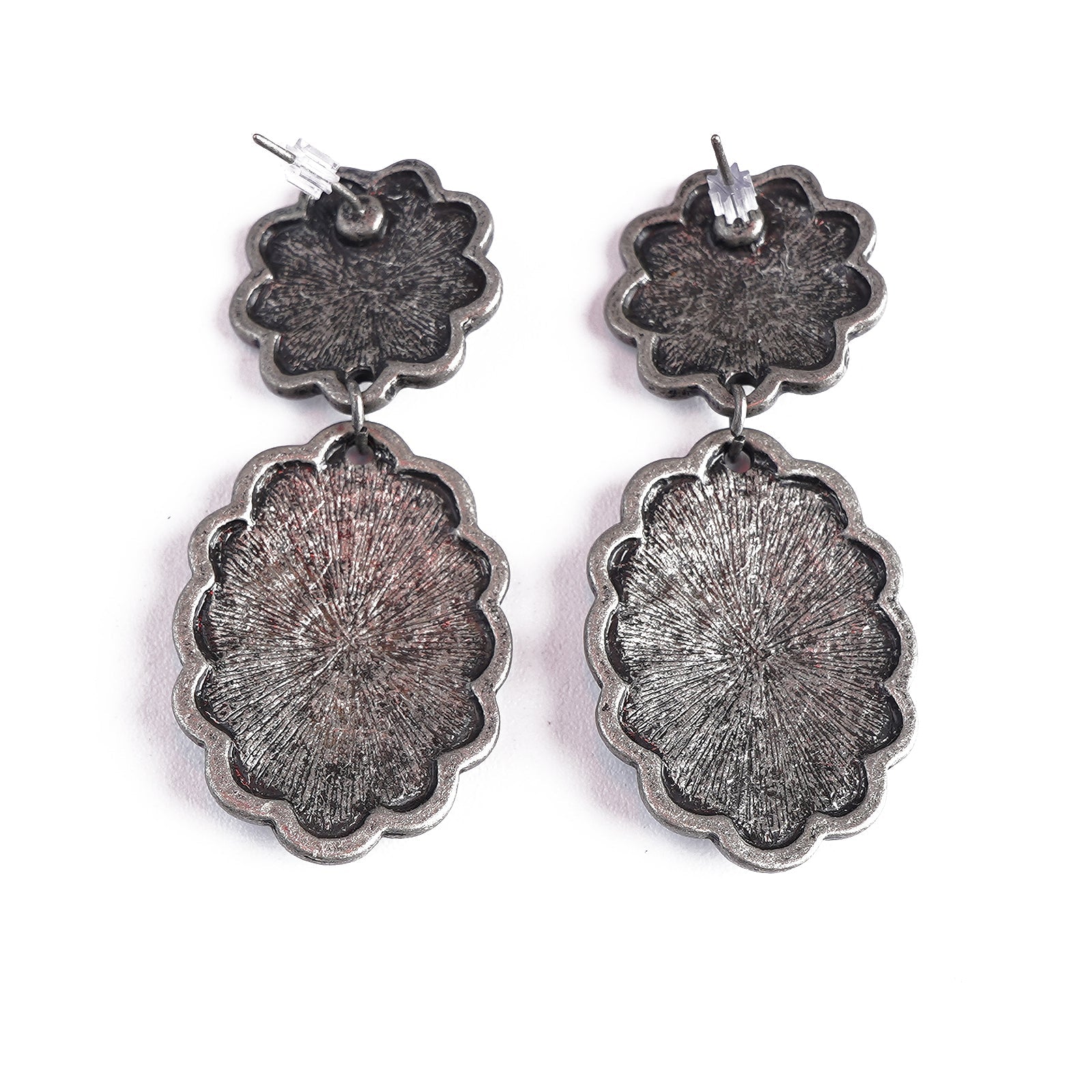 Montana West Silver Oval Floral Concho Dangling Earrings - Montana West World