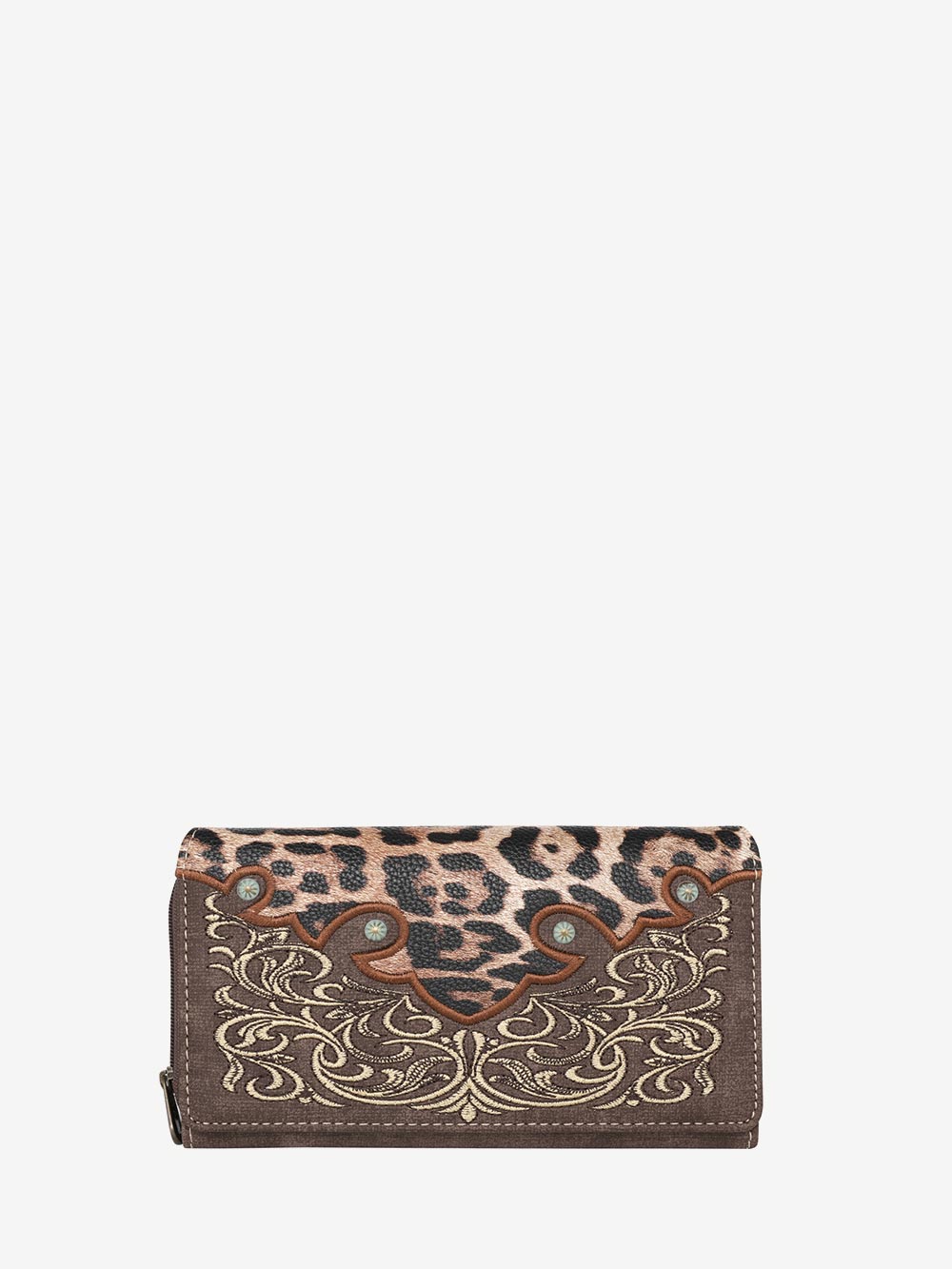 Montana West Embroidered Floral Leopard Wallet - Montana West World