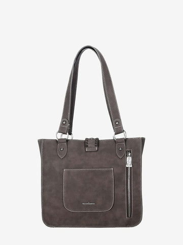 Trinity Ranch Hair On Cowhide Embossed Floral Concho Tote Bag - Montana West World