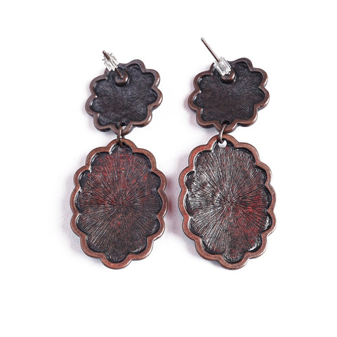 Montana West Copper Oval Floral Concho Dangling Earrings - Montana West World