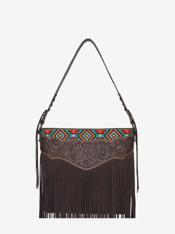 Montana West Vintage Floral Embroidered Aztec Fringe Hobo - Montana West World