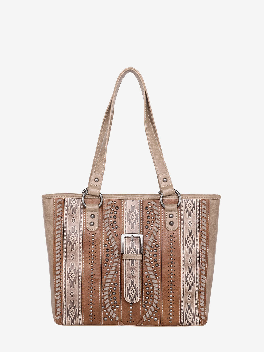 Montana West Embossed Geometric Aztec Buckle Concealed Carry Tote - Montana West World