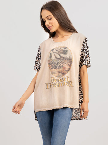 Delila Women Mineral Wash Desert Dreamer Graphic Short Sleeve Tee - Montana West World