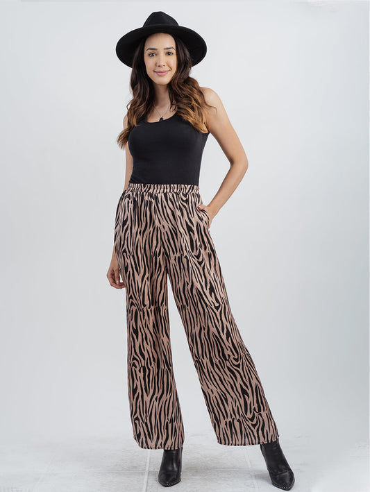 American Bling Women Zebra Print Wide Leg Trousers - Montana West World