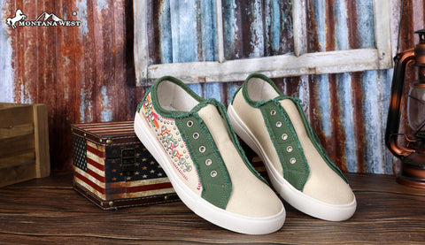 Montana West Floral Embroidered Canvas Shoes - Montana West World