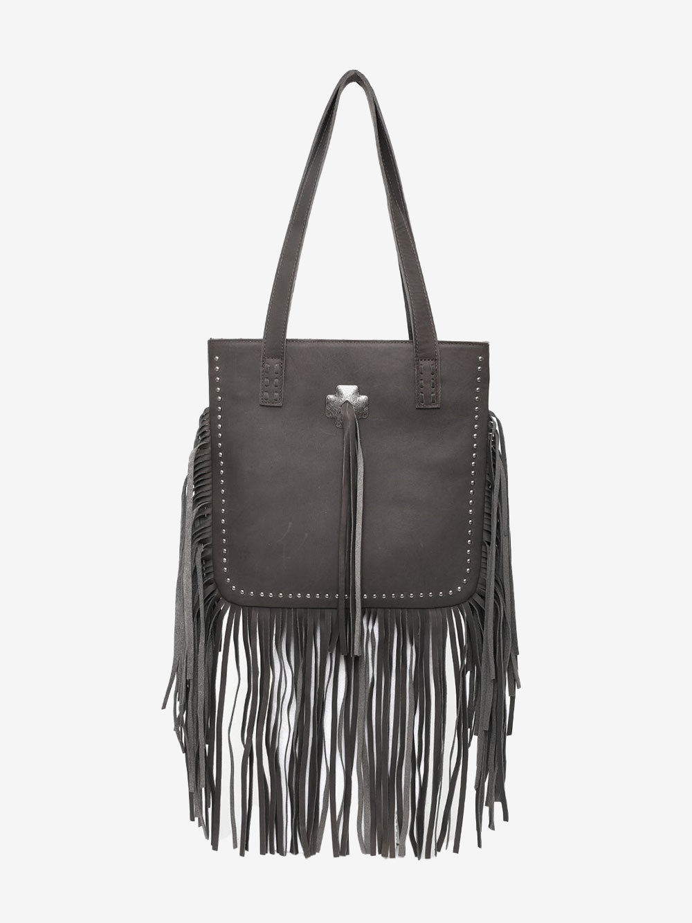 Montana West Concho Genuine Leather Fringe Tote Bag - Montana West World