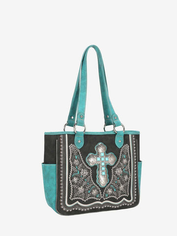 Montana West Cut-out Floral Stone Concho Concealed Carry Tote - Montana West World