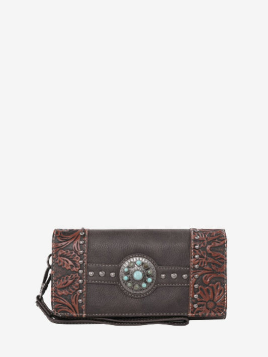 Montana West Floral Embossed Concho Wallet - Montana West World