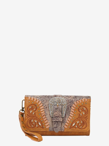 Montana West Cut-out Western Floral Buckle Crossbody Wallet - Montana West World