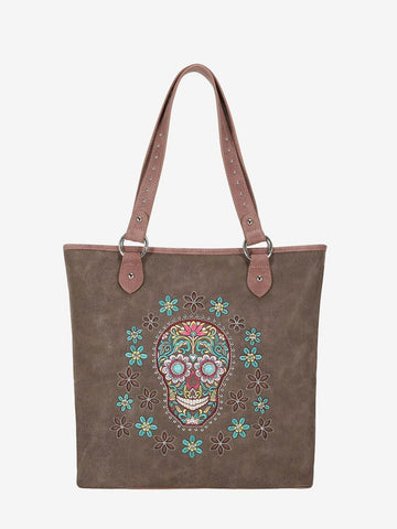 Montana West Embroidered Sugar Skull Concealed Carry Tote - Montana West World