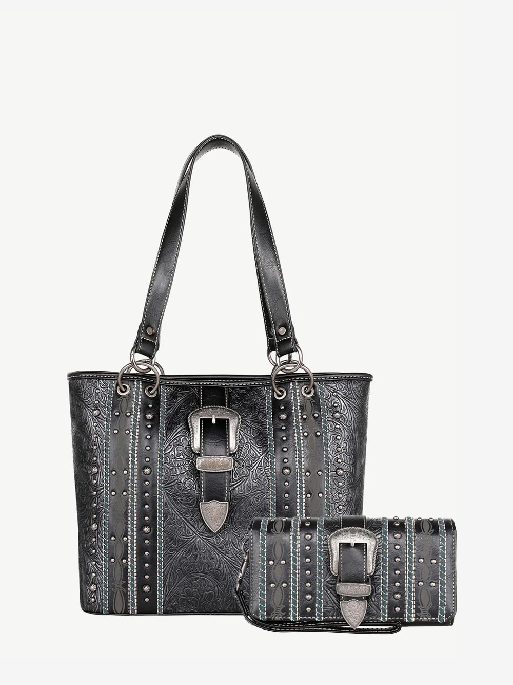 Montana West Buckle Floral Embossed Concealed Carry Tote Bag Collection - Montana West World