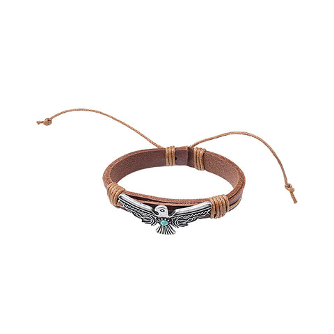 Montana West Coffee Thunderbird Leather Cord Bracelet - Montana West World