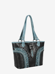 Montana West Embroidered Cut-out Boot Scroll Buckle Tote Bag - Montana West World