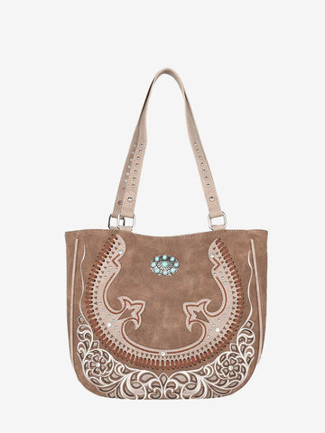 Montana West Cut-out Turquoise Stone Concho Tote Bag - Montana West World