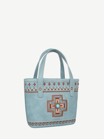 Montana West Embroidered Cross Concho Crossbody Mini Tote - Montana West World