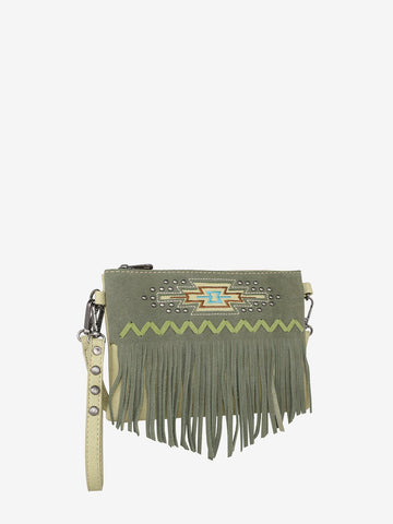 Montana West Aztec Embroidery Tassel Crossbody Wristlet - Montana West World