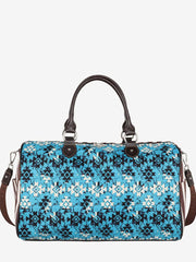 Montana West Blue Tribal Geometric Print Canvas Weekender Bag - Montana West World